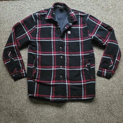 Carhartt Kids Coat XL 18/20 Plaid Sherpa Chore Barn Work Red Black Pockets Warm - Image 1 of 4
