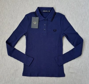 Fred Perry Women’s Long Sleeve Stretch Polo Shirt Size 6 - Picture 1 of 7