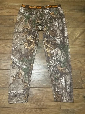 Realtree Men's XL Camo Base Layer Pants Fleece Like Lined Elastic Waist Hunting - Image 1 of 4