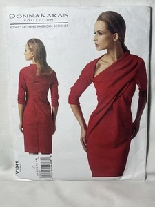 NEW Vogue V1341 Donna Karan Dress Diagonal Shoulder Collar Sewing Pattern 6-14 - Picture 1 of 2