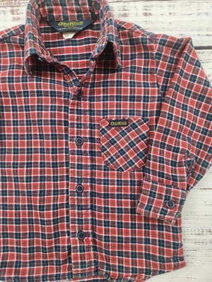 Camisa abotonada de franela a cuadros roja OshKosh B’gosh de colección de los 90 para niños - talla 3T Foto 1 de 4