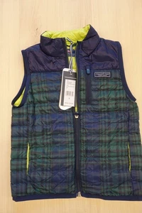 $118 NWT Vineyard Vines Navy Plaid Puffer Vest Youth Boys Sz 5 - Picture 1 of 4