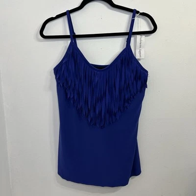 Nuevo Magicsuit Flecos Tankini Top de Natación Azul Adelgazante Con Aros Talla 14 Vacaciones Foto 1 de 4