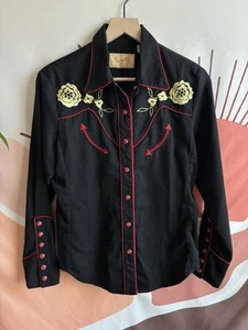 Scully Casual Shirt Women's Small Floral Embroidered Western Long Sleeve Top - Picture 1 of 9