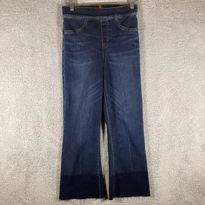 Pantalones de mezclilla Spanx acampanados recortados para mujer pequeños azules elásticos imitación bolsillos delanteros elásticos - Imagen 1 de 15