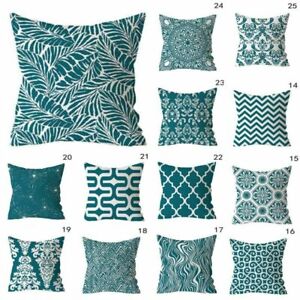 Nordischer Stil Blau Grün Kissenbezug Druckschrift Sofa Heim Dekorationen Q