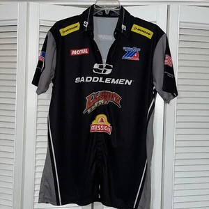 Hot Shoppe Designs Men's Sz XL Indian Motorcycle Dunlop Button Up Jersey - Picture 1 of 14