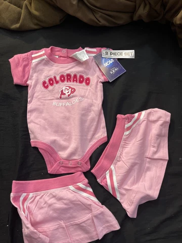 NCAA Official Colorado Buffaloes Baby 3-6 Months Creeper W/ 2 Shorts Girls Pink Cover