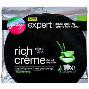 Godrej Natural Black Expert Rich Creme 1.0 Hair Color 20ml +20g Pouch From India