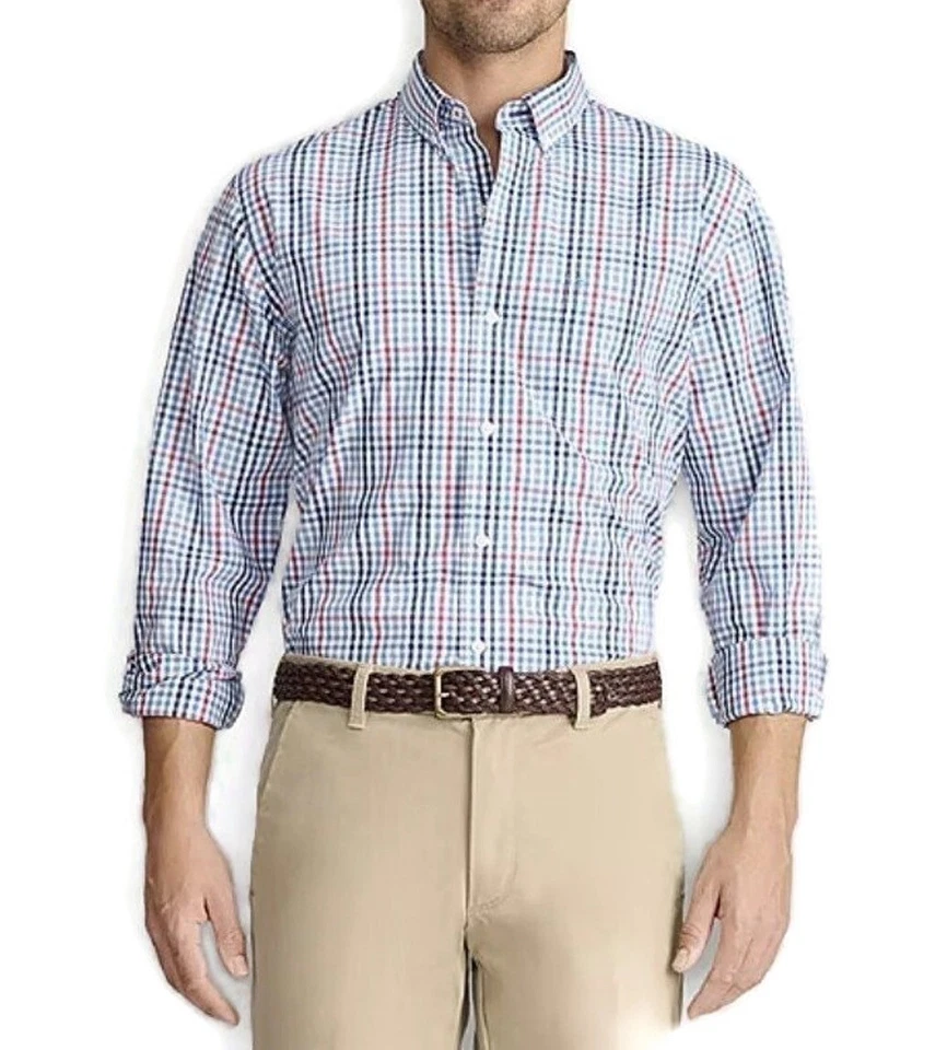 Camisa con botones IZOD para hombre rendimiento mangas largas a cuadros tallas 2XL, 3XLT Foto 1 de 4