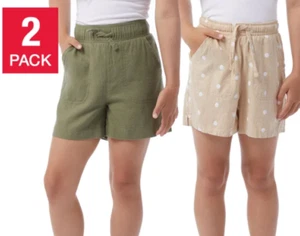 NEW 32 Degrees Youth Girl's 2 Pack Linen Blend Short Size Small (7/8) - Picture 1 of 1