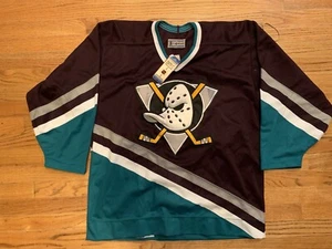 Vtg Rare NHL Anaheim Mighty Ducks 3D Crest Authentic On Ice Jersey. Size 48 NWT - Picture 1 of 5