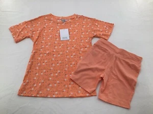 Love Fire Girls Size Small Orange Floral Short Sleeve T-Shirt & Short Set - Picture 1 of 3