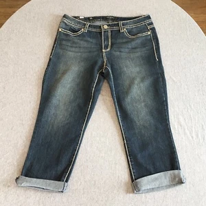 Nine West Damengröße 10/30 Missy West End Passform bestickt Denim Jeans Caprihose - Bild 1 von 12