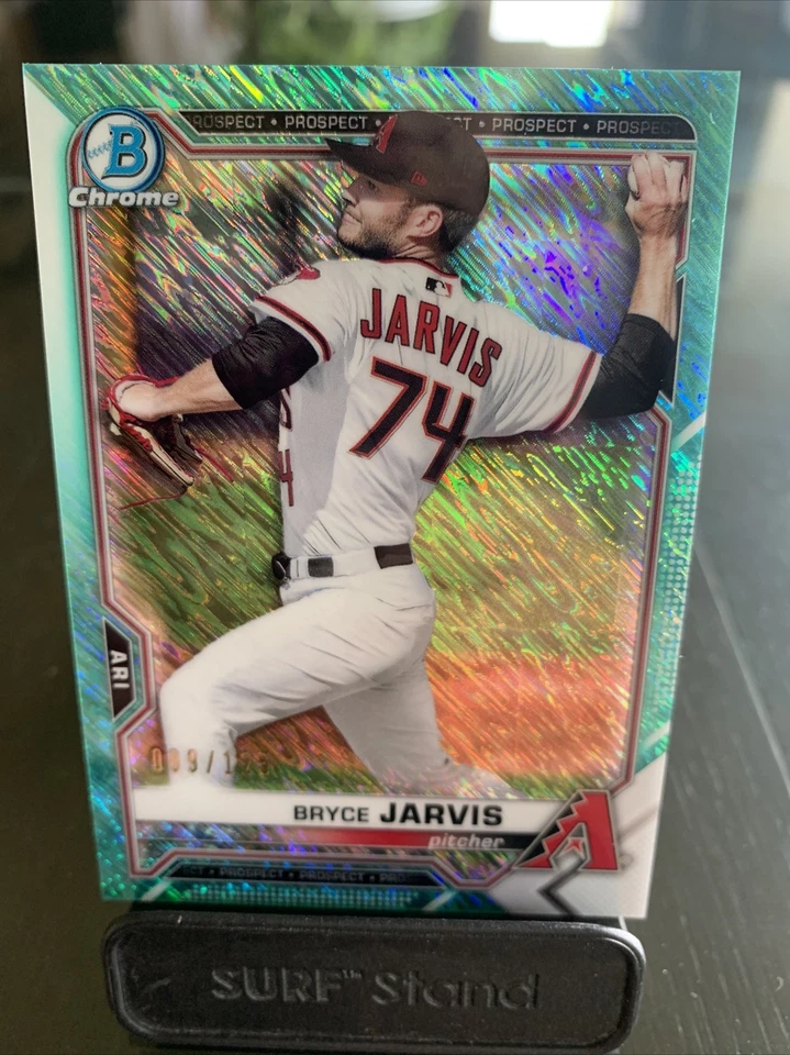 2021 Bowman Chrome #BCP-44 Bryce Jarvis Aqua Shimmer /125 Diamondbacks PWE - Image 1 of 2