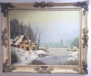 Pintura al óleo sobre lienzo de paisaje de nieve Chester Roseen - Imagen 1 de 3
