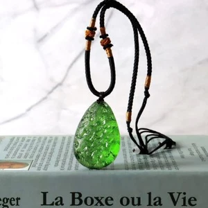 Green Natural Crystal Pendant Gem Moldavite Meteorite Impact Couple Necklace - Picture 1 of 11