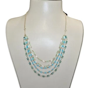 Apt. 9 Women's Gold Plated Blue Multi Layered Necklace NWT - Picture 1 of 3