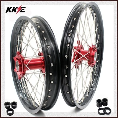 Juego de llantas de enduro KKE 21/18 para moto de cross con buje anodizado rojo BETA RR 2013-2024 Foto 1 de 4