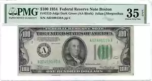 1934 $100 Small Size Federal Reserve Note, Julian-Morgenthau, PMG VF35 EPQ - Picture 1 of 2