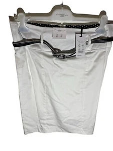 New Look Womens White Cotton Belted A Line Skirt Size 12 Zip BNWT - Picture 1 of 7