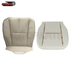 For 07-13 Silverado Tahoe Driver Bottom Leather Seat Cover & Foam Cushion Tan - Picture 1 of 11