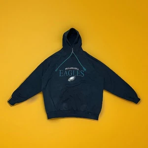 Vintage NFL Philadelphia Eagles Black Sweatshirt Pullover Hoodie Men Size 2XL - Picture 1 of 9