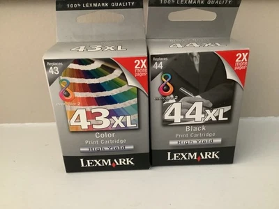 Lexmark 43XL & 44XL Ink Cartridges OEM Genuine Sealed - Image 1 of 2