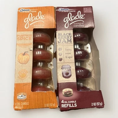 NOS Glade Scented Oil Candles 8 Refills 2012 Pumpkin Spice And Blackberry Jam - Image 1 of 4