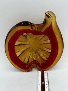 MCM Murano Barovier & Toso Hand Blown Art Glass Ashtray Orange Amberina Italy - Picture 1 of 7