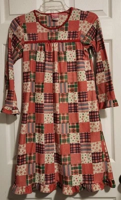 Niñas J Vestido Franela Caqui Talla Grande (10-12) Rojo Multicolor Cuadros Volantes Foto 1 de 4