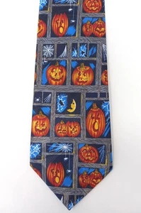 Halloween Party Novelty Tie Steven Harris Pumpkin Blue Orange Black Unisex - Picture 1 of 8