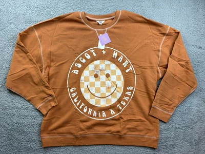 Ascot & Hart Women's Plus Size 1X Checkered Smile Graphic Pullover Sweatshirt - Image 1 of 4