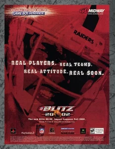 NFL Blitz 2002 Nintendo GameCube PS2 - 2002 Print Ad Original Art 7.75x10.50 - Foto 1 di 1