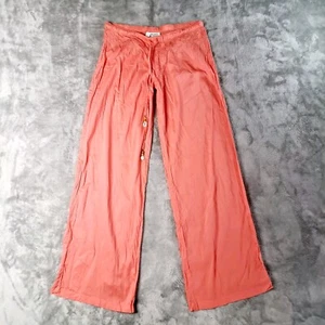 Billabong Size 10 Pink Cotton Sheer Shell Drawstring Elastic Waist Harem Pants - Picture 1 of 12