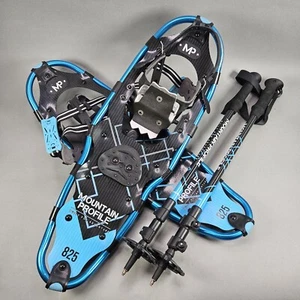 Mountain Profile 825 blau/schwarz Schneeschuhe mit Tasche und Stöcken 25 x 9 Zoll  - Bild 1 von 17