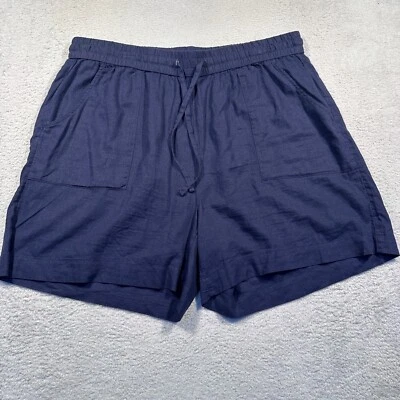 Cynthia Rowley Linen Blend Shorts Casual Summer Pockets Navy Plus Size 1X 1X - Image 1 of 4