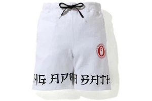 Pantalones cortos BAPE A Bathing Ape con letras blancas negras rojas para hombre M auténticos - Imagen 1 de 3