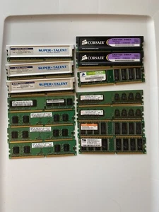 Lot Of 14 Ram Dimm Sticks For Retro PCs DDR DDR2 DDR400  1GB 256MB 1024MB 800mhz - Picture 1 of 5