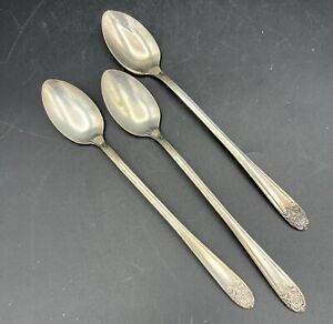 Melody Silver Plate Long Ice Tea Spoons Lot Of 3 Needs Polished