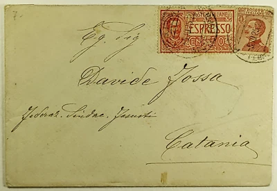 1925 Italy to Catania Sicily Postal History Cover - Image 1 of 2