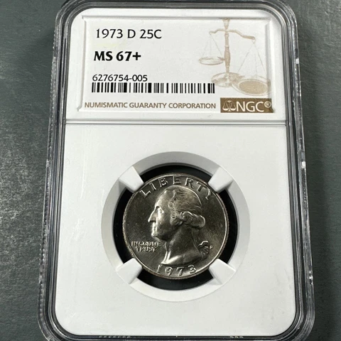 1973-D 25C Washington Quarter, NGC MS67+ (74694) Cover