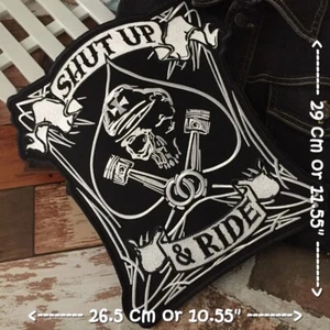 Shut up and Ride Biker Motorcycle Iron on Embroidered Large Size Back patch XL  - Picture 1 of 2