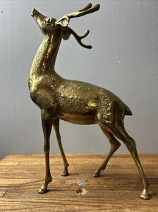 Vintage großer Mid Century massiver Messingbock Rentier 14” x 9” x 3,5” 5 Pfund 8 Unzen - Bild 1 von 10