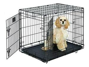 MidWest Homes for Pets Life Stages Double-Door Folding Metal Dog Crate - Black -
