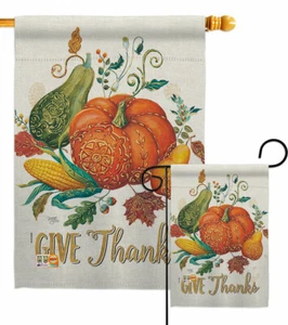 Bandera de jardín Suzani Give Thanks acción de gracias otoño regalo decorativo patio pancarta - Imagen 1 de 17