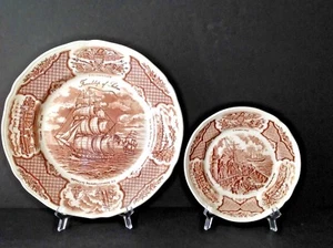 Pair VTG  Alfred Meakin FAIR WINDS Staffordshire England 7” and 10-1/2” Plate - Picture 1 of 9