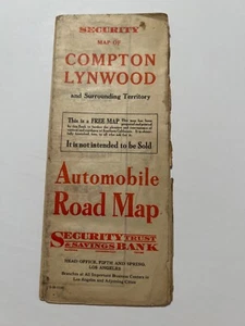 VTG Compton / Lynwood California 1926 Security Pacific Bank Road Map Los Angeles - Picture 1 of 3