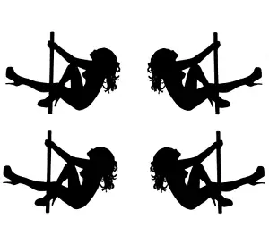 Paquete de 4 calcomanías adhesivas de vinilo de bailarín de polo de 4 x 5 cm de diámetro para traje de baile de poste - Imagen 1 de 5