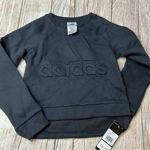 Adidas Youth XS (6/6x) Girls Black Sweatshirt NEW  - Picture 1 of 2